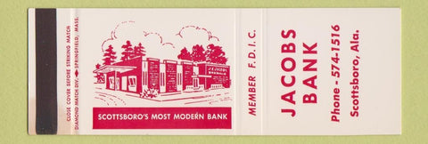 Matchbook Cover - Jacobs Bank Scottsboro AL SAMPLE