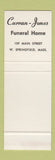 Matchbook Cover - Curran Jones Funeral Home West Springfild MA SAMPLE