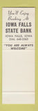 Matchbook Cover - Iowa Falls State Bank IA