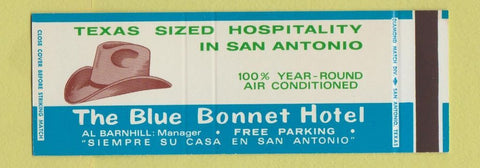 Matchbook Cover - Blue Bonnet Hotel San Antonio TX SAMPLE