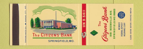 Matchbook Cover - Citizens Bank Springfield MO SAMPLE