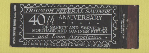 Matchbook Cover - Triumph Federal Savings 40th East Orange NJ Full Length
