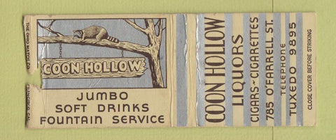 Matchbook Cover - Coon Hollow Fountain San Francisco? BOBTAIL
