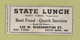 Matchbook Cover - State Lunch South Bend IN WEAR BOBTAIL