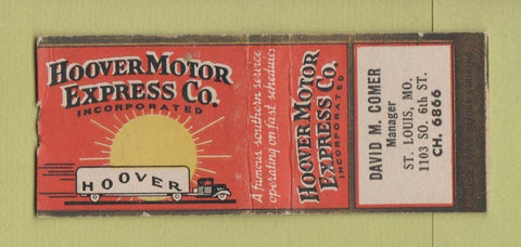 Matchbook Cover - Hoover Motor Trucking David Comer ST Louis MO BOBTAIL