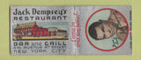 Matchbook Cover - Jack Dempsey's Restaurant New York City boxer BOBTAIL