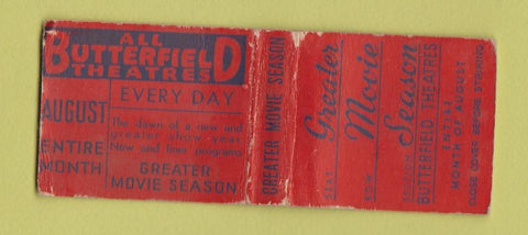 Matchbook Cover - Butterfield Movie Theatres WORN BOBTAIL