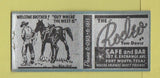 Matchbook Cover - The Rodeo Cafe Bar Fort Worth TX BOBTAIL