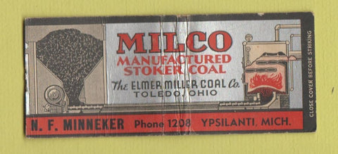 Matchbook Cover - Milco Stoker Coal Toledo OH BOBTAIL
