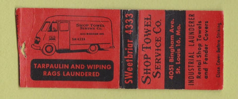Matchbook Cover - Shop Towel Service St Louis MO BOBTAIL
