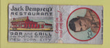 Matchbook Cover - Jack Dempsey's Restaurant New York City boxer WORN BOBTAIL