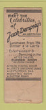 Matchbook Cover - Jack Dempsey's Restaurant New York City boxer WORN BOBTAIL