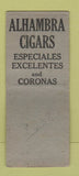 Matchbook Cover - Alhambra Cigars DQ  BOBTAIL