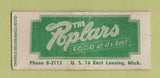 Matchbook Cover - Poplars Restaurant East Lansing MI BOBTAIL