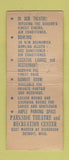 Matchbook Cover - Parkside Theatre Recreation Detroit MI movies  BOBTAIL