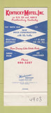 Matchbook Cover - Kentucky Motel Prestonsburg KY 30 Strike