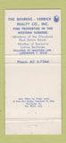 Matchbook Cover - Behrens Verbick Real Estate Lakewood OH 30 Strike