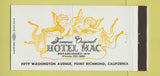 Matchbook Cover - Hotel Mac Richmond CA 30 Strike