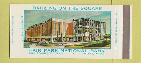 Matchbook Cover - Fair Park National Bank Dallas TX 30 Strike
