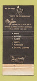 Matchbook Cover - Mr Jon Women's Clothes Miami FL 30 Strike
