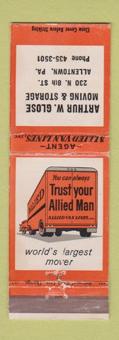 Matchbook Cover - Arthur Glose Moving Storage Allentown PA WEAR