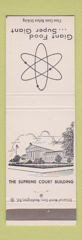 Matchbook Cover - Giant Food Grocery Supreme Court Building Washington DC
