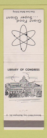 Matchbook Cover - Giant Food Grocery Library of Congress Washington DC WEAR