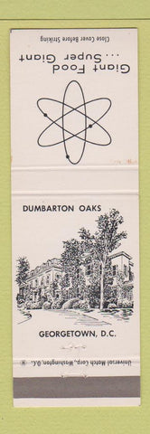 Matchbook Cover - Giant Food Grocery Dumbarton Oaks Georgetown Washington DC