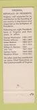 Matchbook Cover - Giant Food Grocery VA Birthplace of Presidents