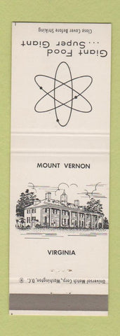 Matchbook Cover - Giant Food Grocery Mount Vernon VA