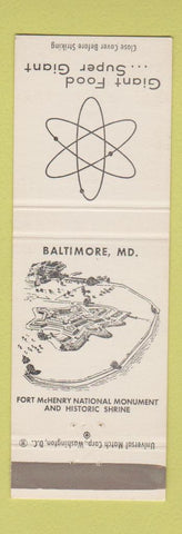 Matchbook Cover - Giant Food Grocery Baltimore MD Fort McHenry