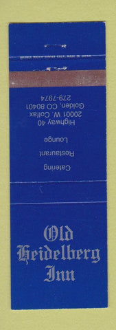 Matchbook Cover - Old Heidelberg Inn Golden Colorado Colfax