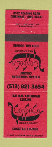 Matchbook Cover - Gondola Italian Restaurant Cincinnati OH