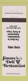 Matchbook Cover - Jimmy's Deli Restaurant Charlotte NC