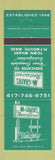 Matchbook Cover - McGrath's Restaurant Plymouth MA