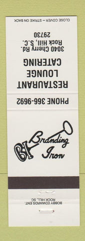 Matchbook Cover - Branding Iron Restaurant Lounge Rock Hill SC