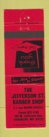 Matchbook Cover - Jefferson St Barber Shop Kirkwood MO RED
