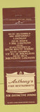 Matchbook Cover - Anthony's Restaurants Lynn Swampscott Boston MA