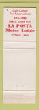 Matchbook Cover - La Posta Motor Lodge El Paso TX WEAR