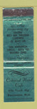 Matchbook Cover - Colonial Hotel Cafe Roscommon MI WEAR