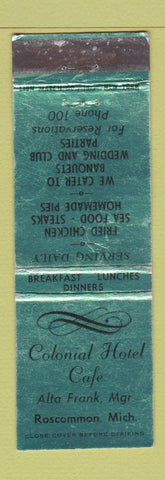 Matchbook Cover - Colonial Hotel Cafe Roscommon MI WEAR