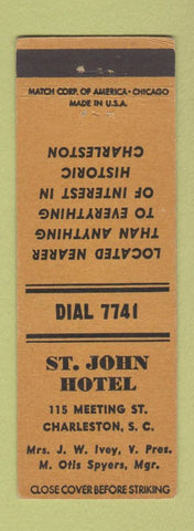 Matchbook Cover - St John Hotel Charleston SC