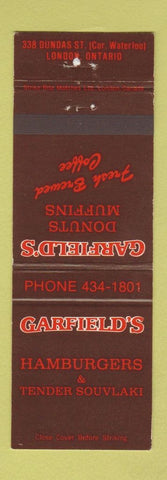 Matchbook Cover - Garfield's Hamburgers Souvlaki London ON