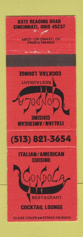Matchbook Cover - Gondola Italian Restaurant Cincinnati OH