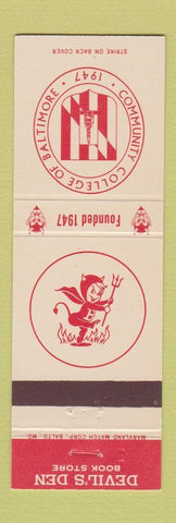 Matchbook Cover - Community College of Baltimore MD Devil's Den