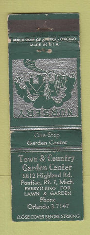 Matchbook Cover - Town & Country Garden Center Pontiac MI WORN