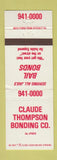 Matchbook Cover - Claude Thompson Bail Bonds WEAR