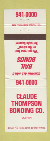 Matchbook Cover - Claude Thompson Bail Bonds WEAR