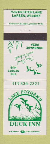 Matchbook Cover - Lake Poygan's Duck Inn Larsen WI