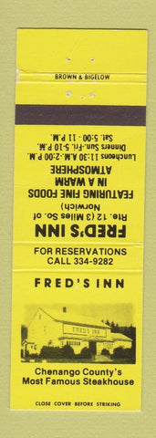 Matchbook Cover - Fred's Inn Norwich CT